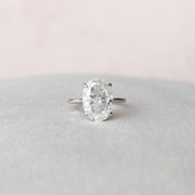Oval Moissanite Engagement Ring Hidden Halo